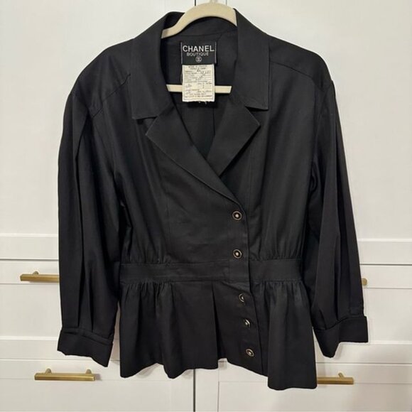 Chanel Vintage Cotton Jacket with Camellia Buttons - Picture 1 of 7